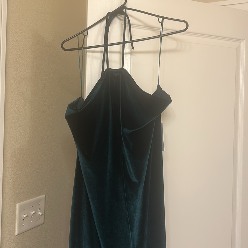 Reformation Nyla Velvet Dress Es in the color Emerald, size 2X. - Picture 3 of 6
